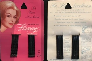 1960er Jahre Vitrine Flamingo Gummi Spitze Bob Pins - Pretty Lady auf dieser Karte - Bild 1 von 1