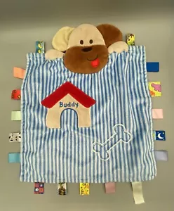 Taggies Blue Stripe Peek a Boo Buddy Puppy Dog Baby Security Blanket Lovey - Picture 1 of 2