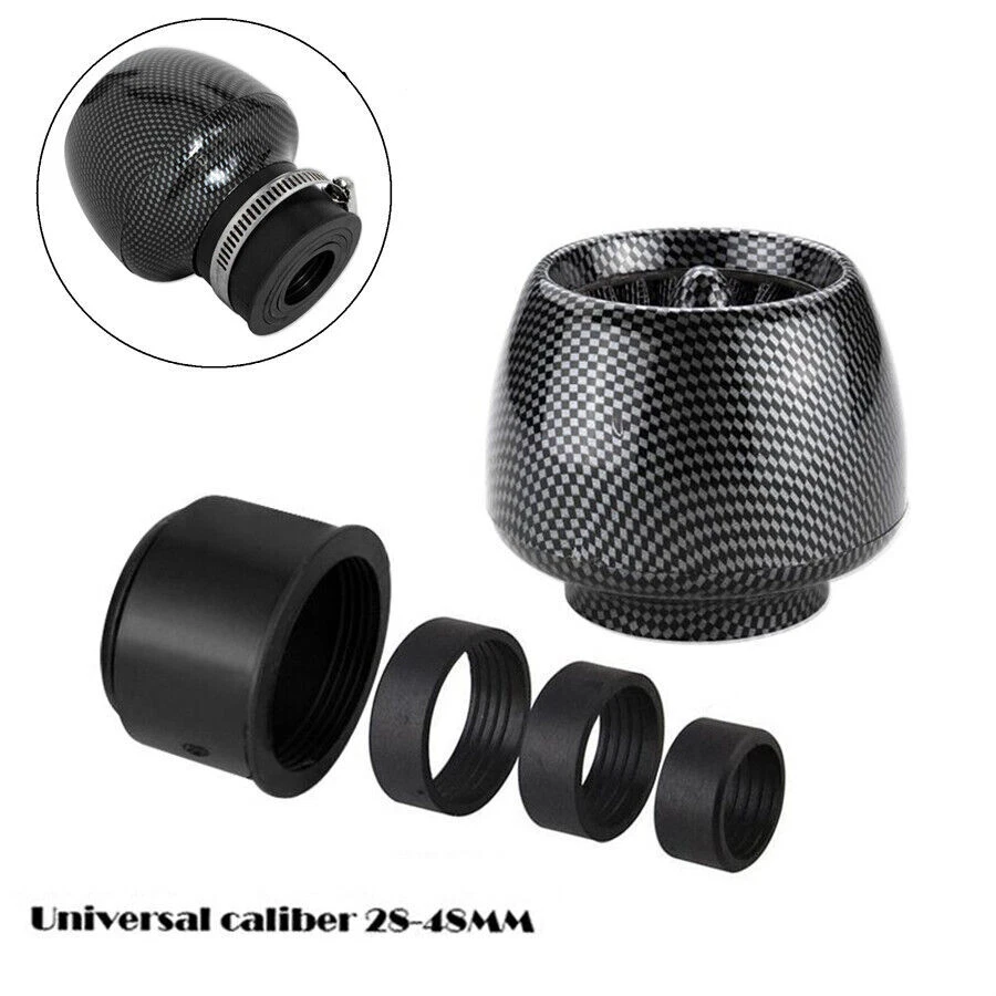 Limpiador de filtro de aire para ciclomotor scooter recto aspecto de fibra de carbono con abrazadera de 1,1"-1,9" Foto 1 de 4