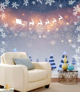3D Snowflake Elk O76 Christmas Wallpaper Wall Mural Removable Self-adhesive Amy - Picture 1 of 11