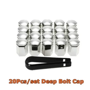 20X Silver Wheel Nut Cover Deep Bolt Cap fit for VAUXHALL ASTRA CORSA COMBO 17mm - Picture 1 of 11