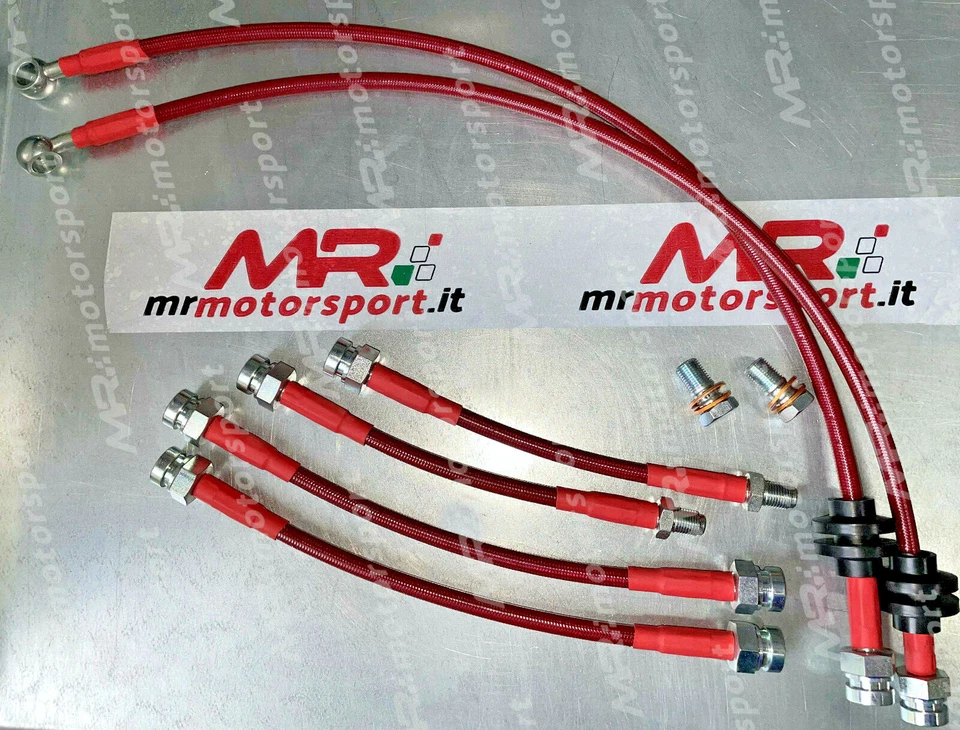 MRMOTORSPORT Kit 6 tubi freno aeronautici Fiat Grande Punto Abarth 1.4 T-Jet treccia ROSSI