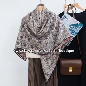 Sallys 70 % Kaschmir & 30 % Seide Halstuch Schal Blumen Print Double Face Schal 53 Zoll - Bild 1 von 14