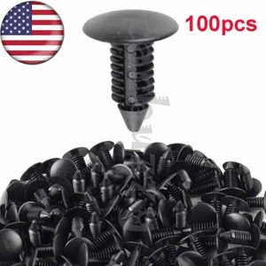 100 BLACK NYLON CHRISTMAS TREE CLIPS For GM 1595864 1605396 AUTO BODY FASTENERS - Picture 1 of 10
