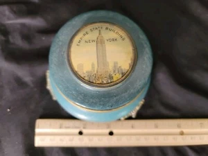 Vintage Trinket Box Ornate Empire State Building NYC Metal Filigree Footed - Picture 1 of 4