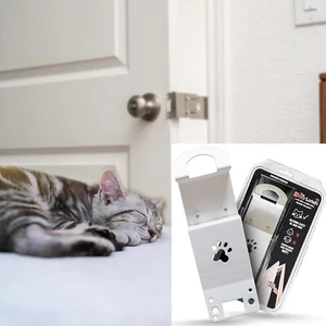 TheDoorLatch White Powder Coat Steel Cat Door Strap and Latch Adjustable - Picture 1 of 9