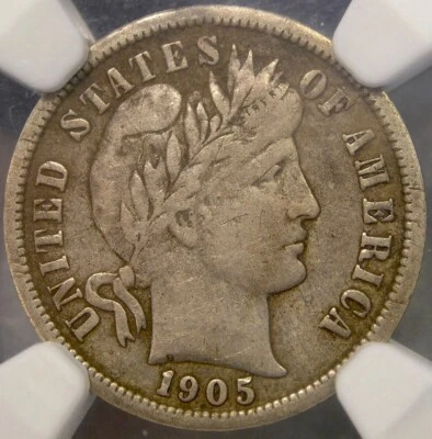 1905 O BARBER LIBERTY HEAD SILVER DIME VERY SCARCE MICRO O MINT MARK *NGC VF 30* - Image 1 of 4