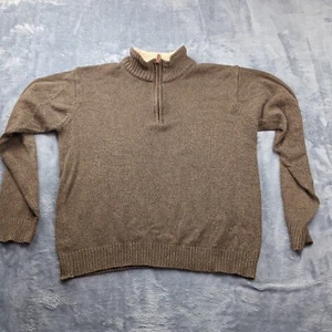 Oscar de la Renta Mens XL Brown 1/4 Zip Pullover Sweater Mock Neck Long Sleeve - Picture 1 of 11