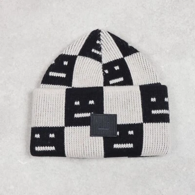 Acne Studios Jacquard Knit Beanie Black/Oatmeal One Size - Image 1 of 4