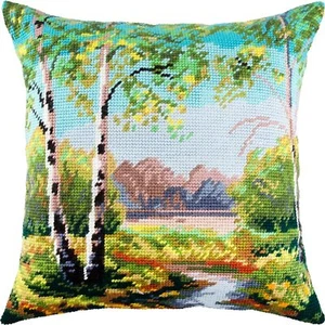 Kit cuscino punta ago/arazzo fai da te ""Alberi di betulla"" 16x16 pollici/40x40 cm - Foto 1 di 4