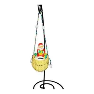 Small African Woven Basket Beaded with Vintage Santa Keepsake - Picture 1 of 10