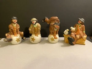 Three Emmett Kelly Jr Flambro Figurine Clown Balancing on a Ball +Extra! Hobo - Picture 1 of 8