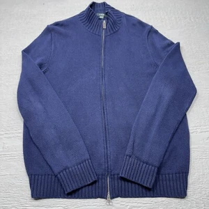 Vintage J Crew Sweater Mens Large Blue Heavy Cotton Full Zip Casual - Picture 1 of 11
