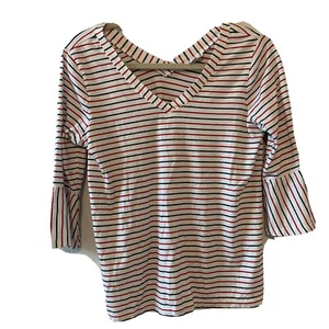 J Jill Top Camicetta Donna XS Multicolore Righe Scollo V Elasticizzata - Foto 1 di 6
