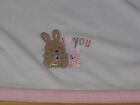 Just Born White Pink I Heart Love You Bunny Rabbit Plush Fleece Girl Blanket