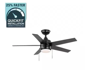 Hampton Bay Mena 44 in. Indoor/Outdoor Matte Black Ceiling Fan w/ Light Kit - Picture 1 of 9