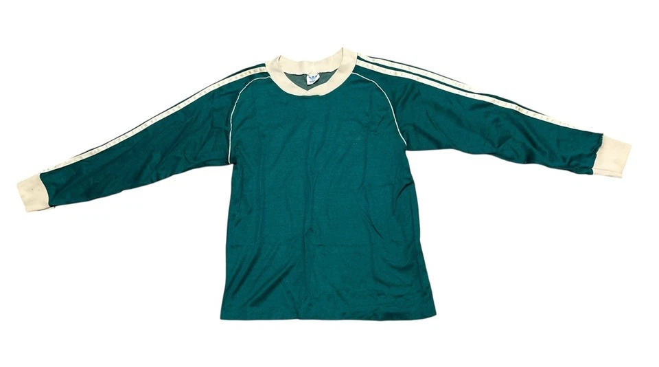 Camiseta de fútbol vintage años 80 Adidas S manga larga desteñida logotipo verde envejecida Foto 1 de 4
