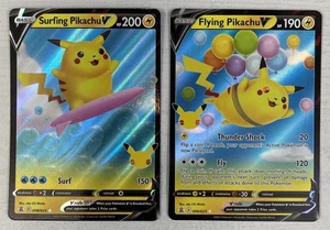 Flying Pikachu V and Surfing Pikachu V Celebrations Pokemon Cards 6/25 & 8/25 NM - Picture 1 of 2