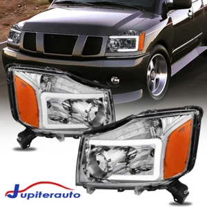 Chrome Front LED Headlights Lamps Assembly For 2004-2015 Nissan Titan Left+Right - Picture 1 of 12