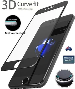 3D Full Coverage Tempered Glass Screen Protector for iPhone 7 6 6S Plus - Picture 1 of 16