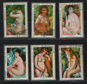 REPUBLICA de GUINEA ECUATORIAL 1973 VF MH Precancel Stamps  Painting A.Renoir - Picture 1 of 2