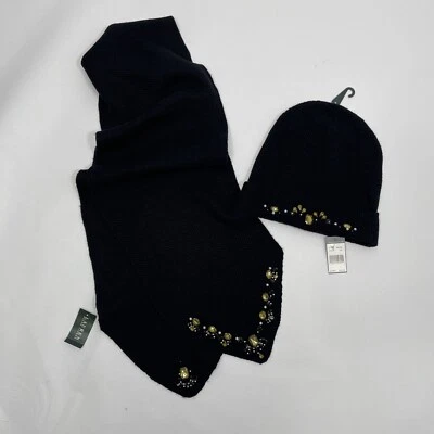 Sombrero y bufanda para mujer Lauren Ralph Lauren con acento de pedrería talla única nuevo con etiquetas Foto 1 de 4