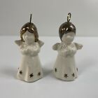 Pair of Goebel Angel Ornaments Christmas West Germany White and Gold 2.5"