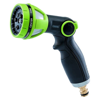 Draper Garden Spray Gun Adjustable 8 Pattern Head On Off Thumb Lever Hose Pipe - Image 1 of 4