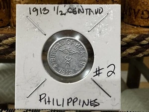 1913 Culion Leper Colony U.S Philippines Islands 1/2 Centavo Coin Uncirculated - Picture 1 of 6