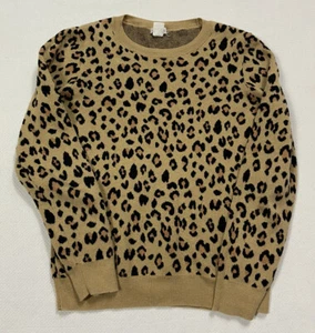 Crewcuts Sweater 10 Beige Black Animal Print Long Sleeve Scoop Neck Cotton - Picture 1 of 4