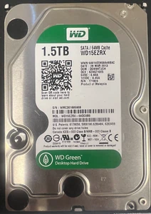 Western Digital Green Hard Drive 1.5 TB SATA 3.5 WD15EZRX 5400 RPM 64MB Cache - Picture 1 of 1