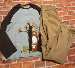 Gymboree Boys Harvest Bear Fox Set Sz 10 Lined Cords - Picture 1 of 1