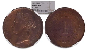 Straits Settlements, bronze 1 cent, 1897, Victoria, NGC UNC details   - Picture 1 of 2