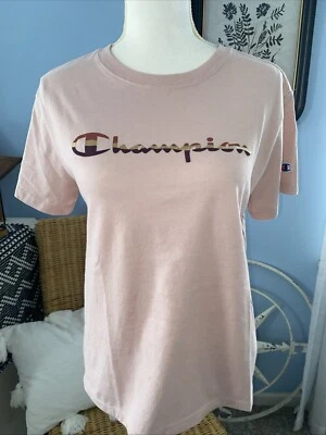 Camiseta Para Mujer Champion Logo Rosa Malva Ombre Manga Corta Crew Mediana M Foto 1 de 4
