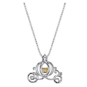 DISNEY CINDERELLA KUTSCHE STERLINGSILBER HALSKETTE 10k KÜRBIS GELBGOLD - Bild 1 von 4