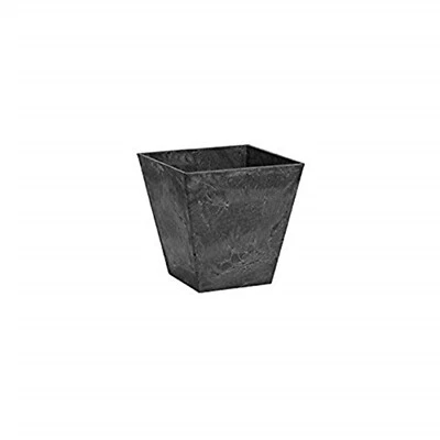Maceta cuadrada Ella de piedra artística de mármol novedad, negra 10 x 10" Foto 1 de 4