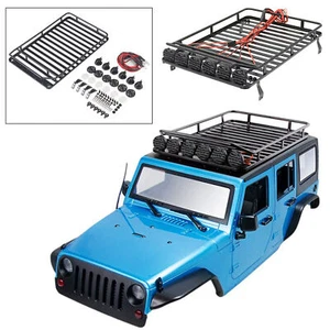 For 1/10 RC Crawler Car TRX4 Cherokee D90 SCX10 III Roof Luggage Rack+Lights Kit - Picture 1 of 8