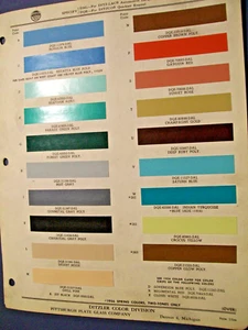 1957 Chrysler car color Paint Chips set - Ditzler - w/ Spring colors bulletin - Picture 1 of 4