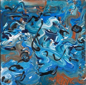 Abstract  'Blue Portrait' by Robert 'King' Crawford (1927 - 2018) - Picture 1 of 6