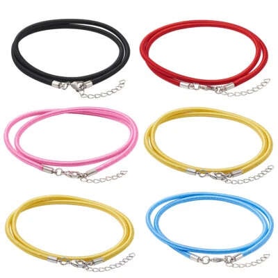 10x Collares de cordón de seda Fabricación de cadena de cordón con cierres de langosta de latón Artesanía 17"~18" Foto 1 de 4