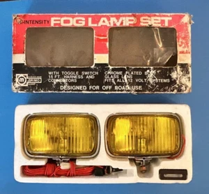 VINTAGE MORIMO HI-INTENSITY FOG LAMP SET #420S YELLOW GLASS LENS' COMPLETE NOS - Picture 1 of 13