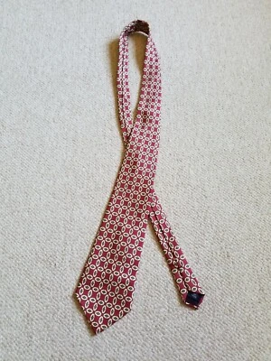 Mens Tie-POLO by RALPH LAUREN-red/beige/green patterned 100% Silk Made by Hand - Image 1 of 4