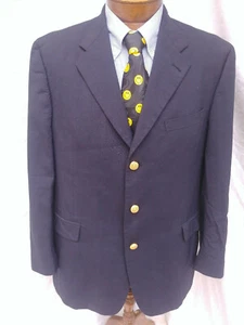 44 R Para Hombre Tommy Hilfiger Blazer Abrigo Chaqueta 3 Oro Btn Negro Azulado Ventilación Única - Imagen 1 de 11
