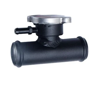 35mm OD Inline Aluminum Radiator Coolant Filler Neck Hose Connector W/Cap Black - Picture 1 of 5