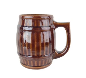 Vintage Morton Barrel Stein Mug Cup 5" Rich Deep Brown Glaze - Picture 1 of 5