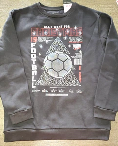 boys NEW NWT GRAY CHRISTMAS SPORTS SWEATSHIRT TOP FOOTBALL SIZE 11/12 - Picture 1 of 1