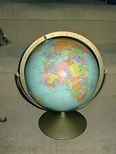 Vintage Replogle 10 inch Reference World Globe & Time Chart Metal Base