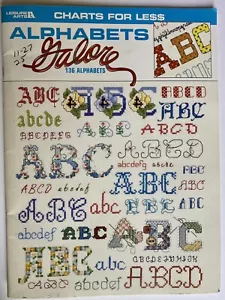 Alphabets Galore Cross Stitch Pattern Book Leisure Arts Charts For Less Sampler - Picture 1 of 2