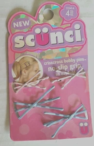 Girls Vintage Rare Pc Scunci Criss Cross Fancy No Slip All Day Grip Bobby Pins - Picture 1 of 3
