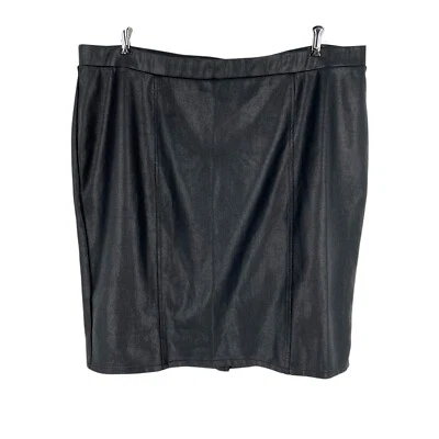 Lane Bryant Pencil Skirt Womens Size 22 Black Faux Leather Shimmer Stretch Knit - Image 1 of 4